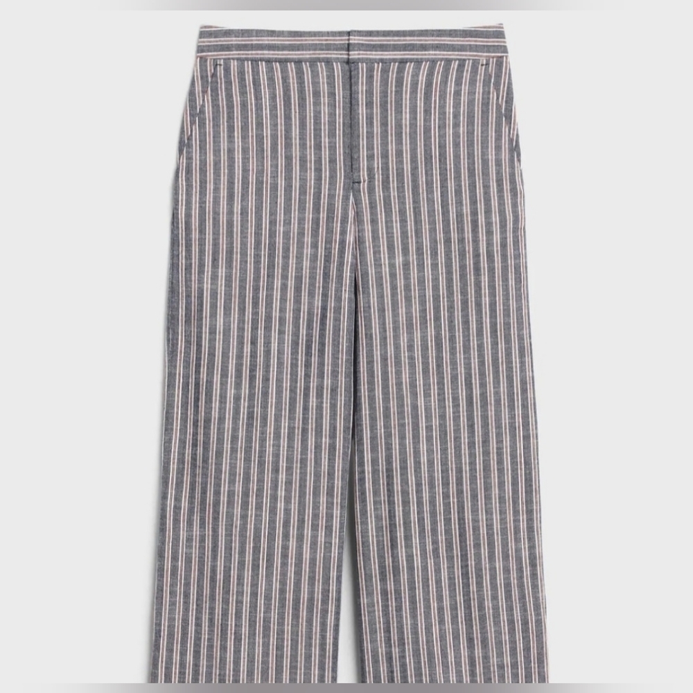 Banana Republic Cotton Blend High Waist Pants Striped Orange & White Sz 6